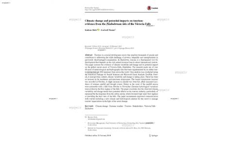 Climate change and potential impacts on tourism: evidence from the Zimbabwean side of the Victoria Falls